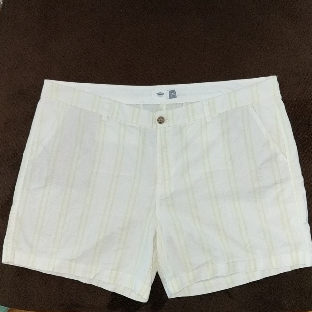 Old Navy Shorts White w/Green Stripes Size 20 Tall